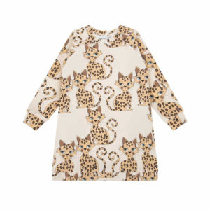 Dear Sophie tuniek met luipaard print voor meisjes in de kleur crème. Dit model heeft een ronde hals waarvan de uiteinden zijn afgewerkt met elastische boorden waardoor de tuniek mooi aansluit.