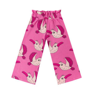 Dear Sophie culotte broek met vogel print voor meisjes in de kleur roze.
