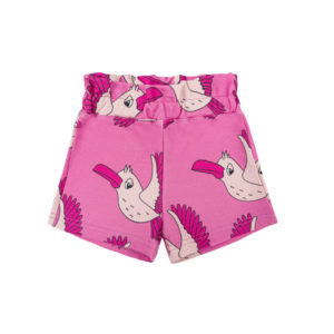 Korte broek met vogel print voor meisjes in de kleur roze van Dear Sophie.