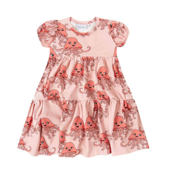 Dear Sophie jurk met kwallen print voor meisjes in de kleur roze.