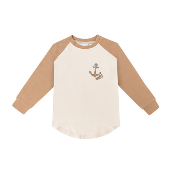 Dunne trui met anker print voor jongens en meisjes in de kleur crème en karamel van Dear Sophie.