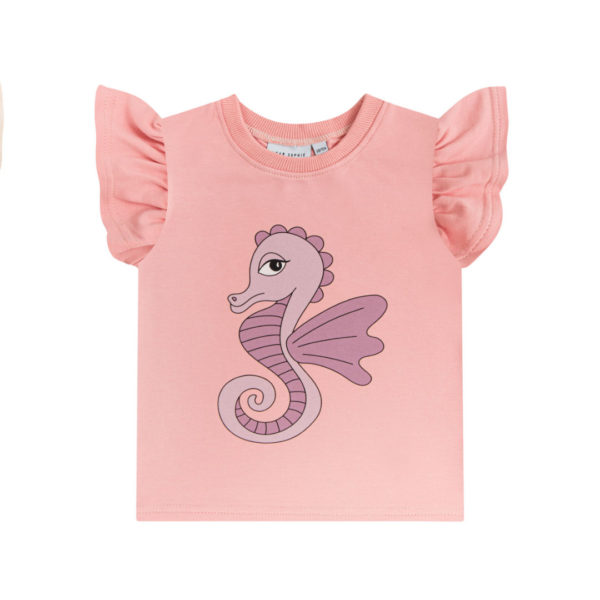Dear Sophie t-shirt met zeepaard print voor meisjes in de kleur roze.