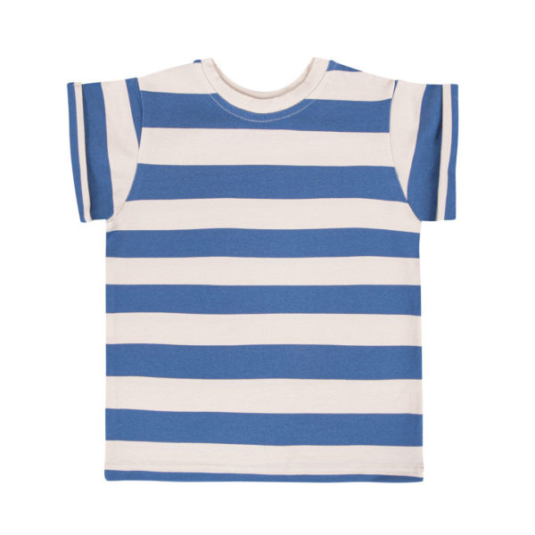 Beige t-shirt met blauwe strepen voor jongens en meisjes van Dear Sophie.