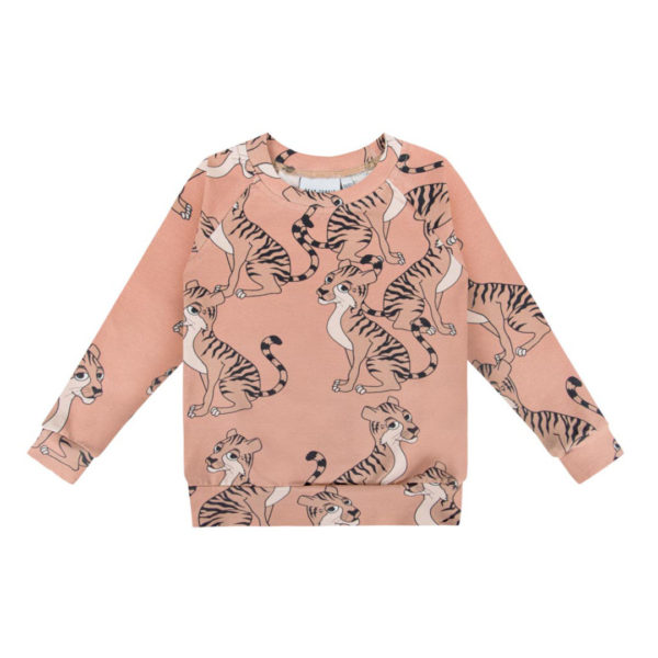 Bruine dunne trui met tijger print voor jongens en meisjes van Dear Sophie.