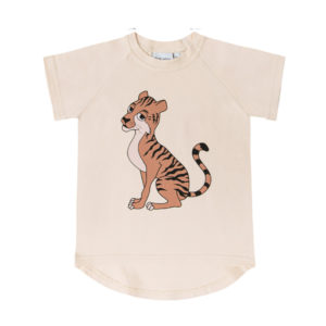 T-shirt met tijger print voor jongens en meisjes in de kleur crème van Dear Sophie.