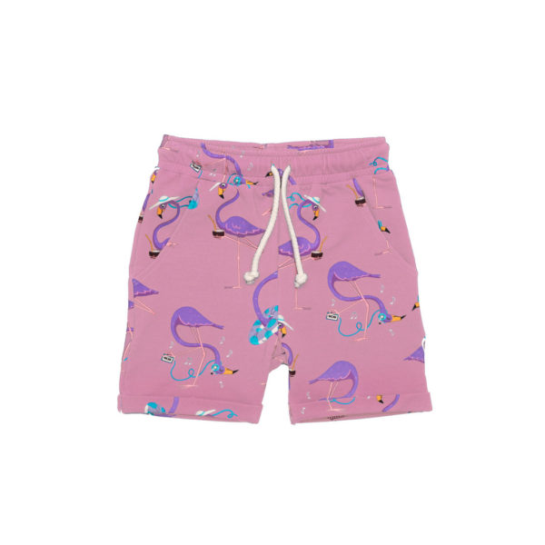 Mullido korte broek met flamingo print voor meisjes in de kleur roze.
