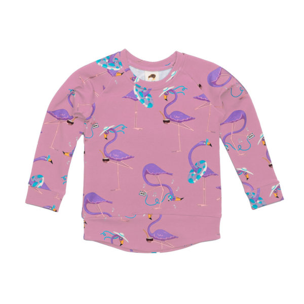 Roze trui met flamingo print voor meisjes van Mullido.