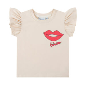 Dear Sophie t-shirt met kus print voor meisjes in de kleur ecru.