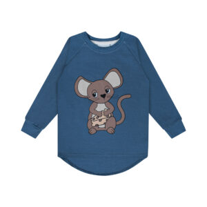 Blauwe dunne trui met muizen print voor jongens en meisjes van Dear Sophie.