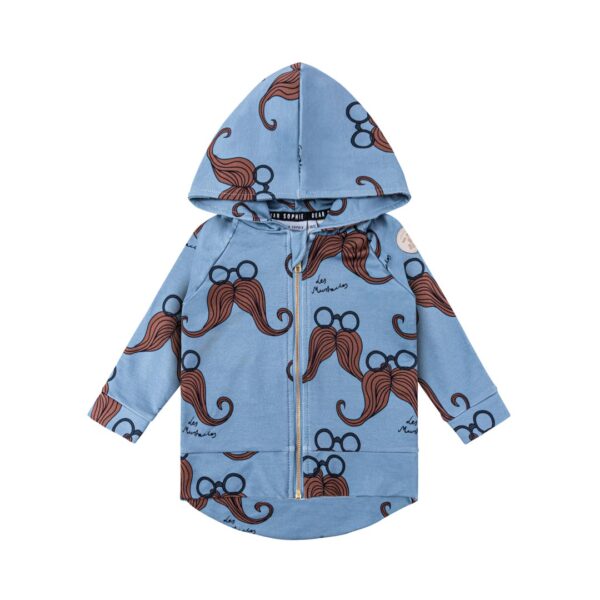 Blauwe vest met snor print voor jongens en meisjes van Dear Sophie.