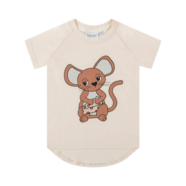 T-shirt met muis print voor jongens en meisjes in de kleur ecru van Dear Sophie.