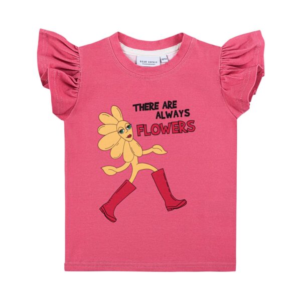 Dear Sophie roze t-shirt met bloemen print voor meisjes.